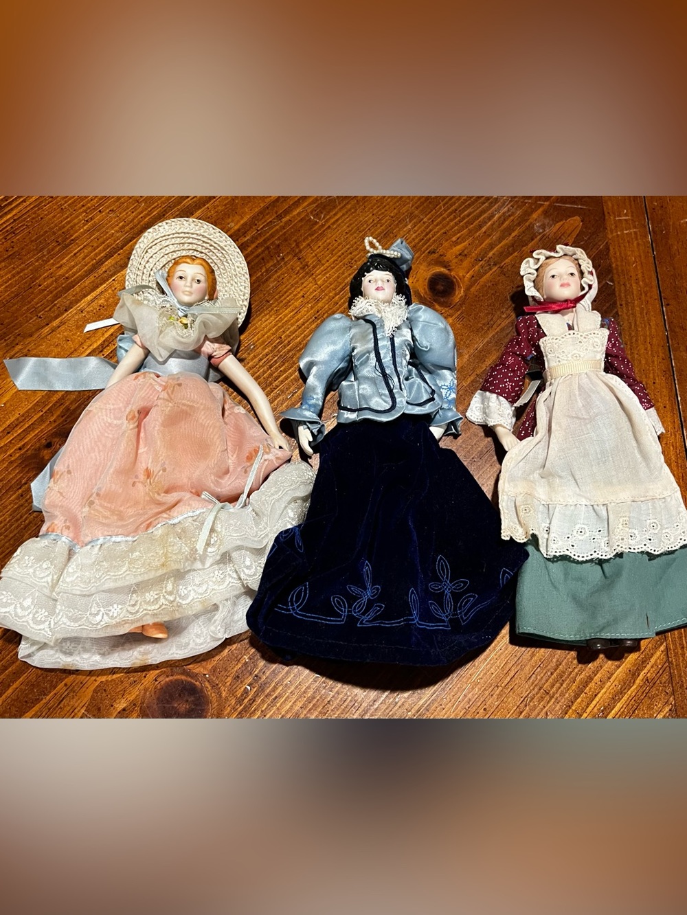 VTG Lot Of 3 Avon Collectible Porcelain Mini Dolls Americana 1987 & 1988
